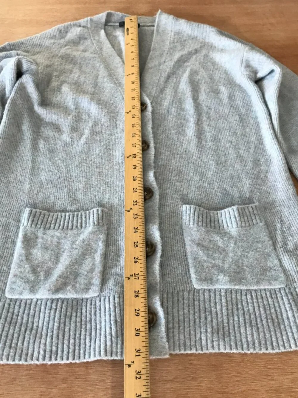 J. Crew Cardigan Women M Gray Button Up Pocket Nylon Wool Alpaca Long Sleeve
